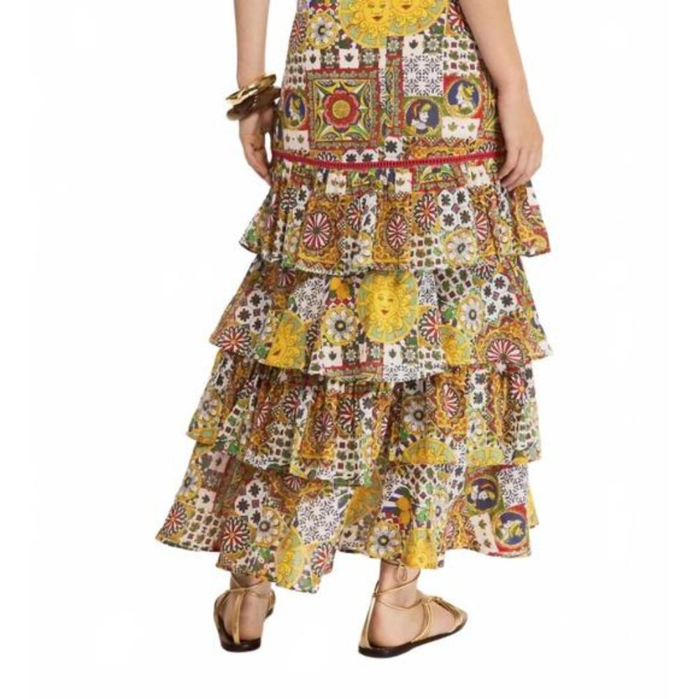 Anthropologie Ro's Garden Honduras Tiered Ruffle Maxi Skirt NEW Size Medium Boho - Picture 2 of 11